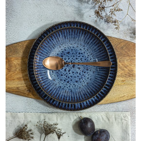 LUBIANA STONEWARE CERAMIKA / COSMOS / 6x Talerz głęboki 22 cm / odcień niebieskiego