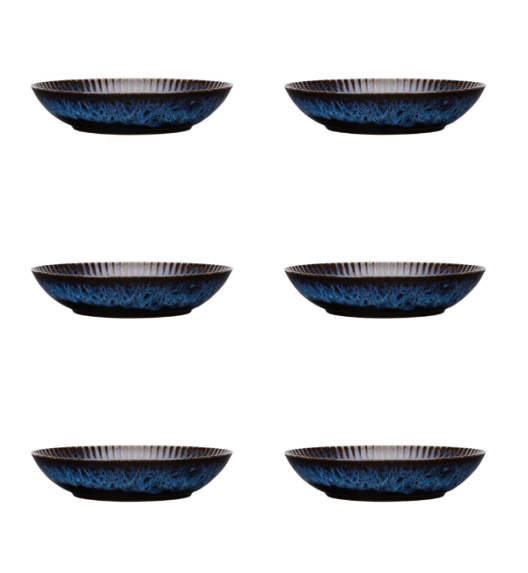 LUBIANA STONEWARE CERAMIKA / COSMOS / 6x Talerz głęboki 22 cm / odcień niebieskiego