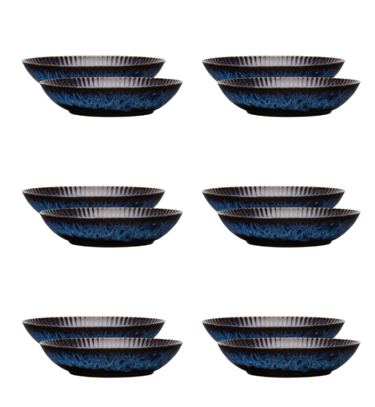 LUBIANA STONEWARE CERAMIKA / COSMOS / 12x Talerz głęboki 22 cm / odcień niebieskiego