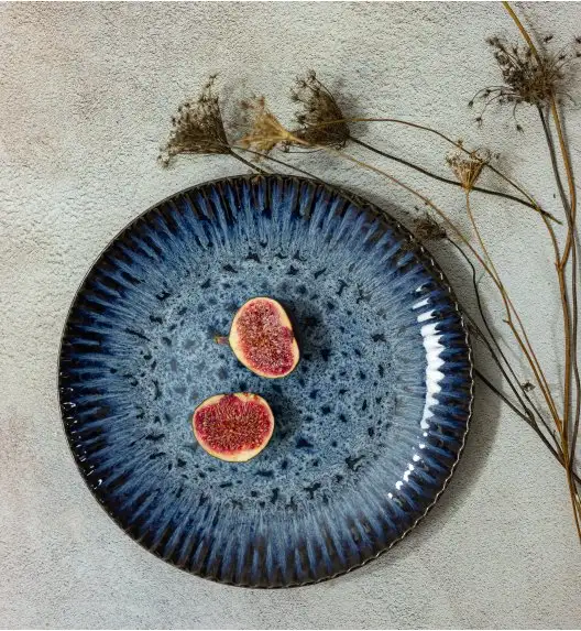 LUBIANA STONEWARE CERAMIKA / COSMOS / 12x Talerz deserowy 20,5 cm / odcień niebieskiego