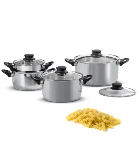 DOMOTTI LIMA Komplet garnków z pokrywkami 8 el / stal nierdzewna