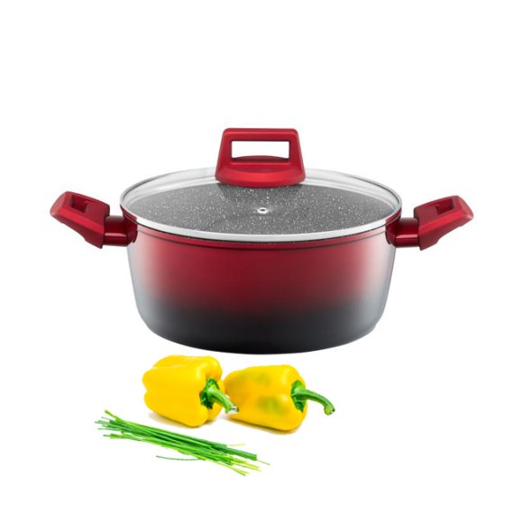 AMBITION OMBRE RED Garnek z pokrywką 24 cm / 4,3 l / aluminium / indukcja