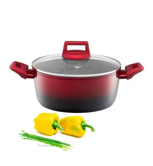 AMBITION OMBRE RED Garnek z pokrywką 28 cm / 6,7 l / aluminium / indukcja