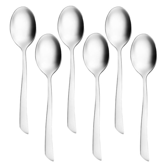 AMBITION Wave Sztućce Komplet Łyżeczki do herbaty 6 el dla 6 osób pudełko / połysk 