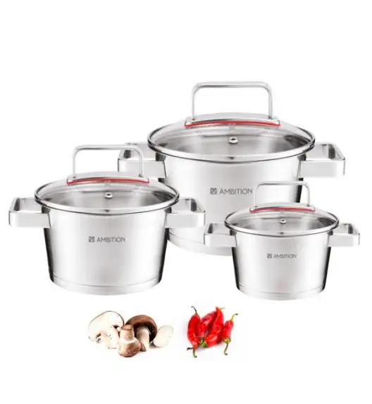 AMBITION SELECTION Komplet garnków z pokrywkami 6 el / stal nierdzewna / indukcja