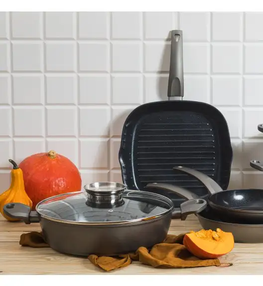 AMBITION VERSO Patelnia głęboka + pokrywka 28 cm / powłoka Qualum Ceramic / indukcja