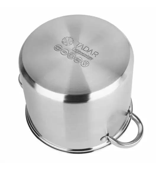 TADAR Garnek gastronomiczny 4 l z pokrywką / prosty / stal nierdzewna