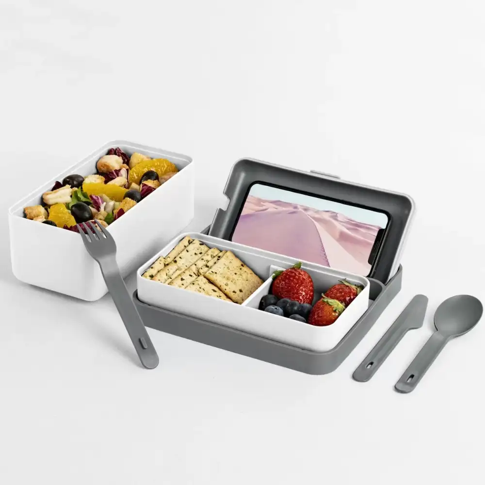 BLIM PLUS Lunchbox ze sztućcami mały biały / innowacyjny / wygodny ...