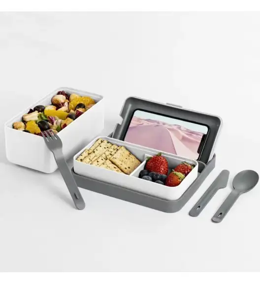 BLIM PLUS Lunchbox ze sztućcami mały biały / innowacyjny / wygodny