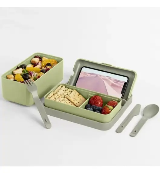 BLIM PLUS Lunchbox ze sztućcami mały zielony / innowacyjny / wygodny