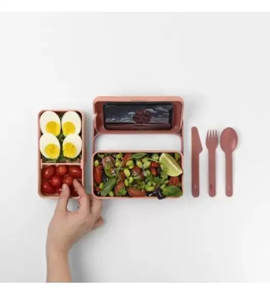 BLIM PLUS Lunchbox ze sztućcami duży różowy / innowacyjny / wygodny