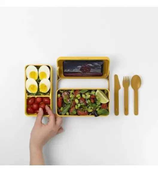 BLIM PLUS Lunchbox ze sztućcami duży żółty / innowacyjny / wygodny