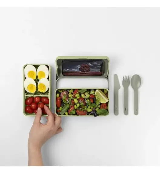 BLIM PLUS Lunchbox ze sztućcami duży zielony / innowacyjny / wygodny