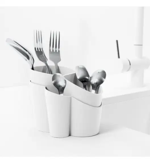 BLIM PLUS Pojemnik na sztućce z przegrodami biały