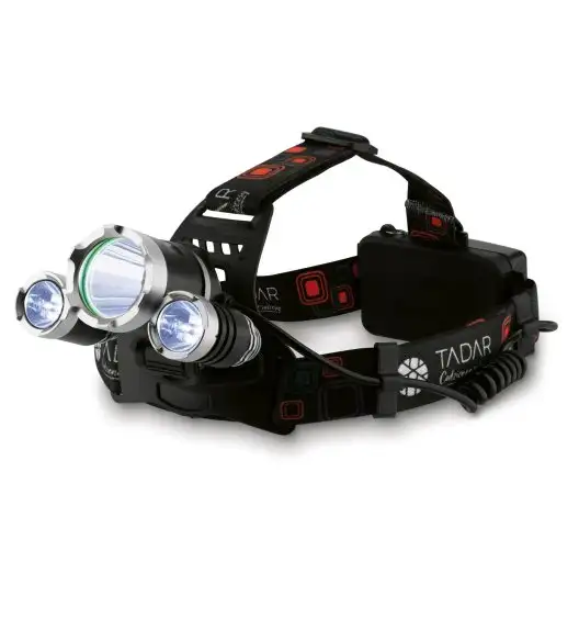TADAR Latarka czołowa LED z akumulatorem / 4 tryby / regulowany pasek