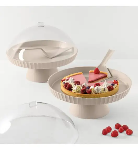 BLIM PLUS Patera do ciasta z pokrywą i łopatką brązowa