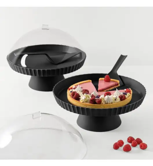 BLIM PLUS Patera do ciasta z pokrywą i łopatką czarna