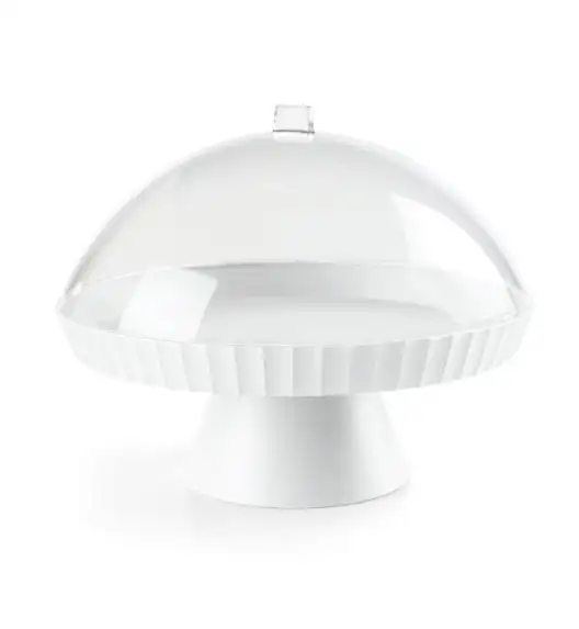 BLIM PLUS Patera do ciasta z pokrywą i łopatką / biała