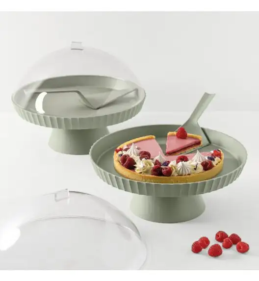 BLIM PLUS Patera do ciasta z pokrywą i łopatką zielona