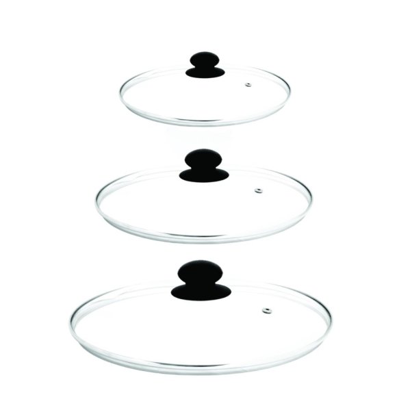 TADAR Komplet 3 pokrywek uniwersalnych 20, 24, 28 cm / szkło