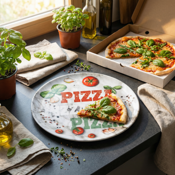 LUBIANA TINA Talerz do pizzy 33 cm | kolorowy nadruk 