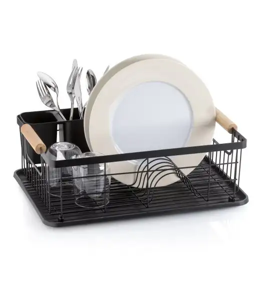 KELA RICA Suszarka do naczyń z ociekaczem 35 x 28 x 13 cm / czarna / FreeForm