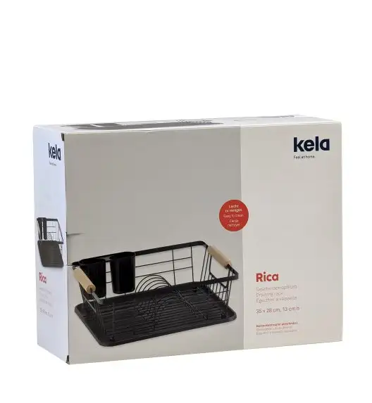 KELA RICA Suszarka do naczyń z ociekaczem 35 x 28 x 13 cm / czarna / FreeForm