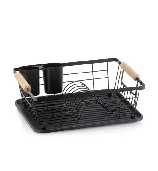 KELA RICA Suszarka do naczyń z ociekaczem 35 x 28 x 13 cm / czarna / FreeForm
