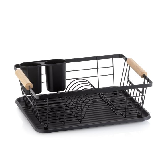KELA RICA Suszarka do naczyń z ociekaczem 35 x 28 x 13 cm / czarna / FreeForm