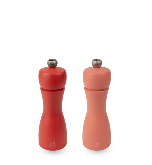 PEUGEOT TAHITI DUO Zestaw młynków do soli i pieprzu 15 cm / drewno bukowe / czerwony
