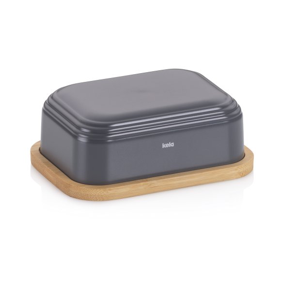 KELA NAMUR Maselnica z bambusową podstawką 15,5 x 11,5 cm / szara / FreeForm