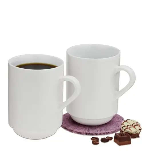 KELA MATTIA Kubki ceramiczne 0,3 l. / 2 szt. / białe / FreeForm