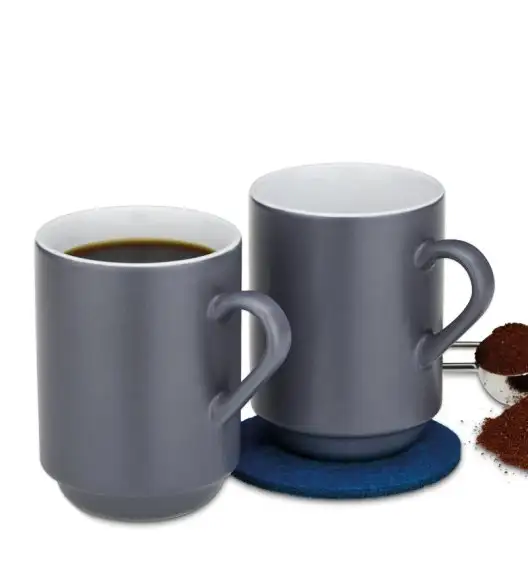 KELA MATTIA Kubki ceramiczne 0,3 l. / 2 szt. / szare / FreeForm