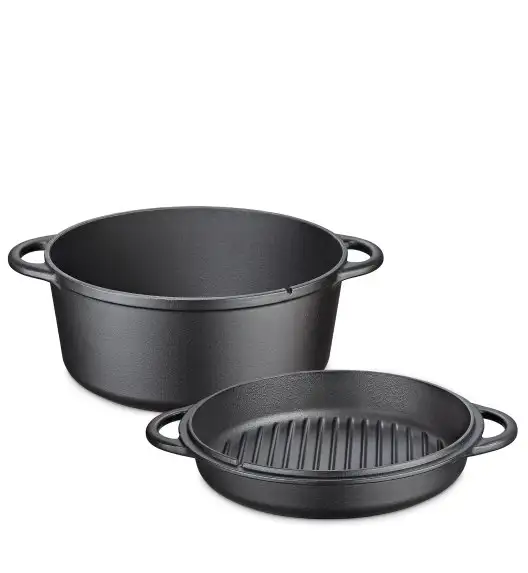 KUCHENPROFI BBQ Garnek żeliwny z pokrywką 2w1 / 5,7 l / FreeForm