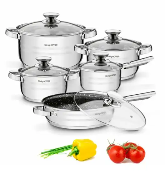 KONIGHOFFER SOLER Zestaw garnków z pokrywkami 10 elementów / stal nierdzewna