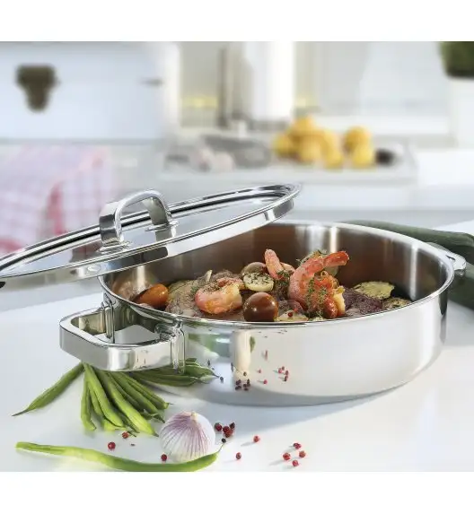 SPRING FINESSE2+ Niski garnek ze szklaną pokrywką  4,0 l / indukcja / stal nierdzewna / FreeForm