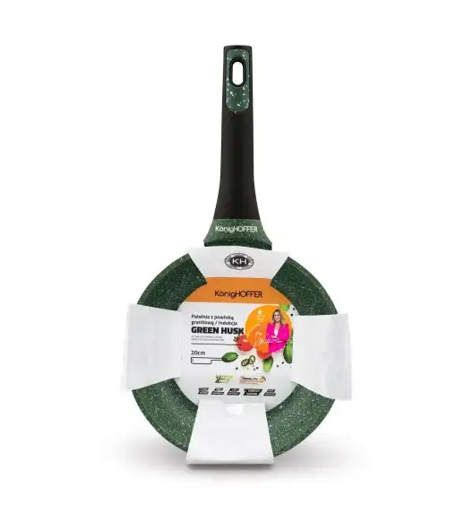 KönigHOFFER GREEN HUSK Patelnia granitowa 20 cm + pokrywka szklana TADAR / indukcja