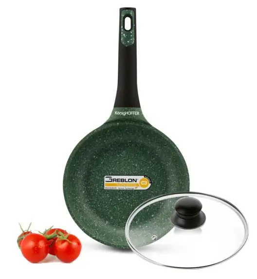 KönigHOFFER GREEN HUSK Patelnia granitowa 20 cm + pokrywka szklana TADAR / indukcja