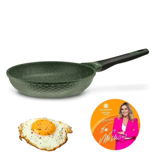 KönigHOFFER GREEN HUSK Patelnia granitowa 24 cm + pokrywka szklana TADAR / indukcja