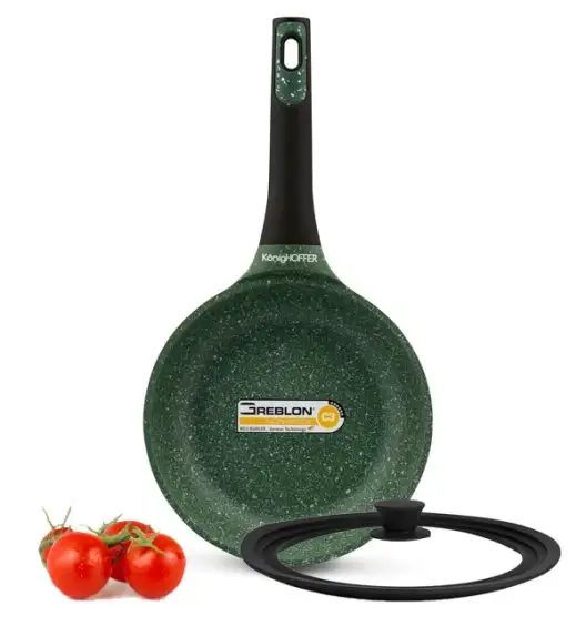 KönigHOFFER GREEN HUSK Patelnia granitowa 20 cm + pokrywka uniwersalna TADAR / indukcja