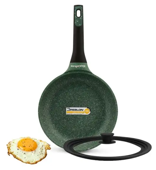 KönigHOFFER GREEN HUSK Patelnia granitowa 24 cm + pokrywka uniwersalna TADAR / indukcja