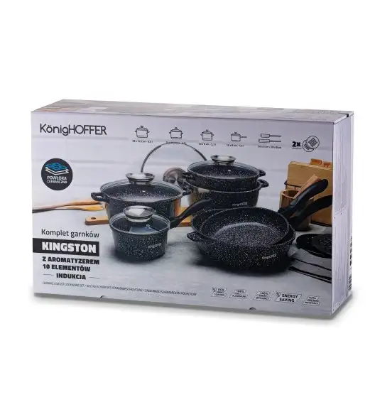 KONIGHOFFER KINGSTONE Zestaw garnków z pokrywkami 10 elementów + 2 podkładki / aluminium