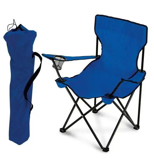 TADAR Krzesło składane z torbą 80 x 50 x 80 cm / turystyczne / niebieskie / wędkarskie na ryby