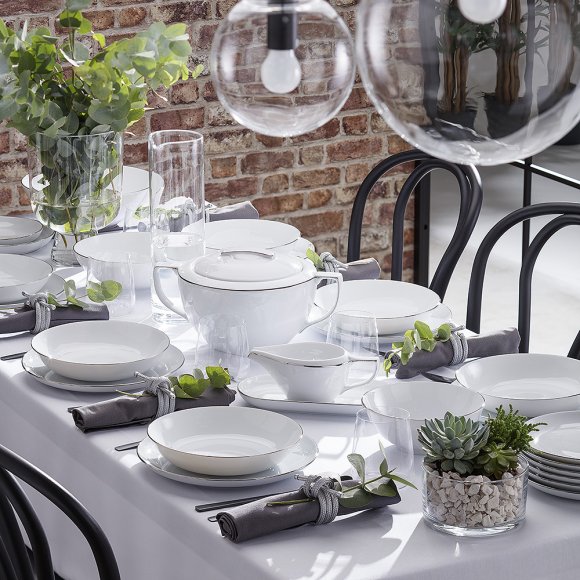 CHODZIEŻ CITY PLATYNOWA B325 Serwis obiadowy 18 el / 6 osób / porcelana