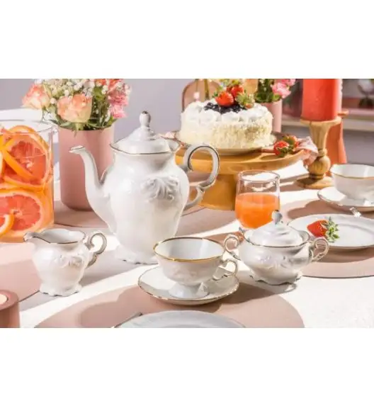 CHODZIEŻ FRYDERYKA ZŁOTA LINIA C236 Serwis kawowy 39 el / 12 osób / porcelana ecru