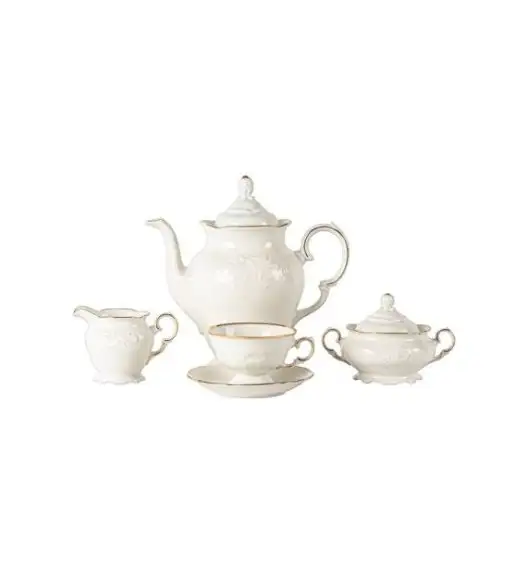 CHODZIEŻ FRYDERYKA ZŁOTA LINIA C236 Serwis kawowy 39 el / 12 osób / porcelana ecru