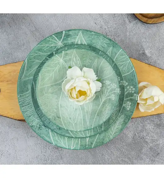 LUBIANA BOSS KERAJET DIGITAL PRINTING | 9075 KJ LIŚCIE | 6x Talerz deserowy 20,5 cm | niebieski