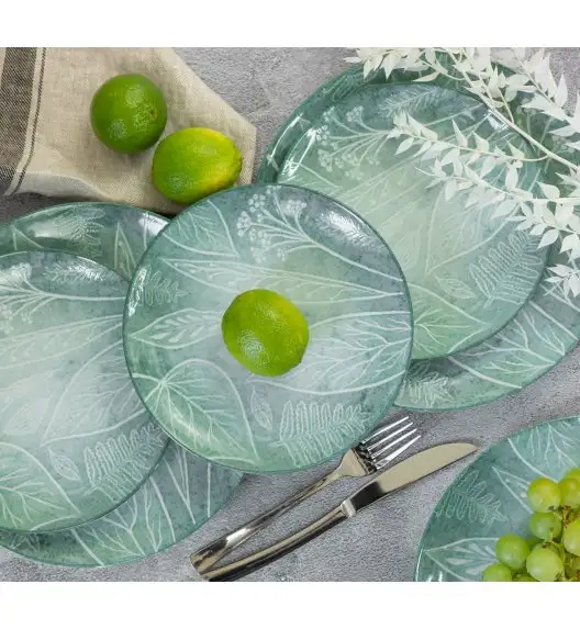 LUBIANA BOSS KERAJET DIGITAL PRINTING | 9075 KJ LIŚCIE | 12x Talerz deserowy 20,5 cm | niebieski