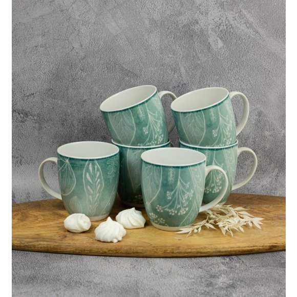 LUBIANA BOSS KERAJET DIGITAL PRINTING | 9075 KJ LIŚCIE | 6x Kubek 380 ml | niebieski