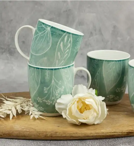 LUBIANA BOSS KERAJET DIGITAL PRINTING | 9075 KJ LIŚCIE | 12x Kubek 380 ml | niebieski